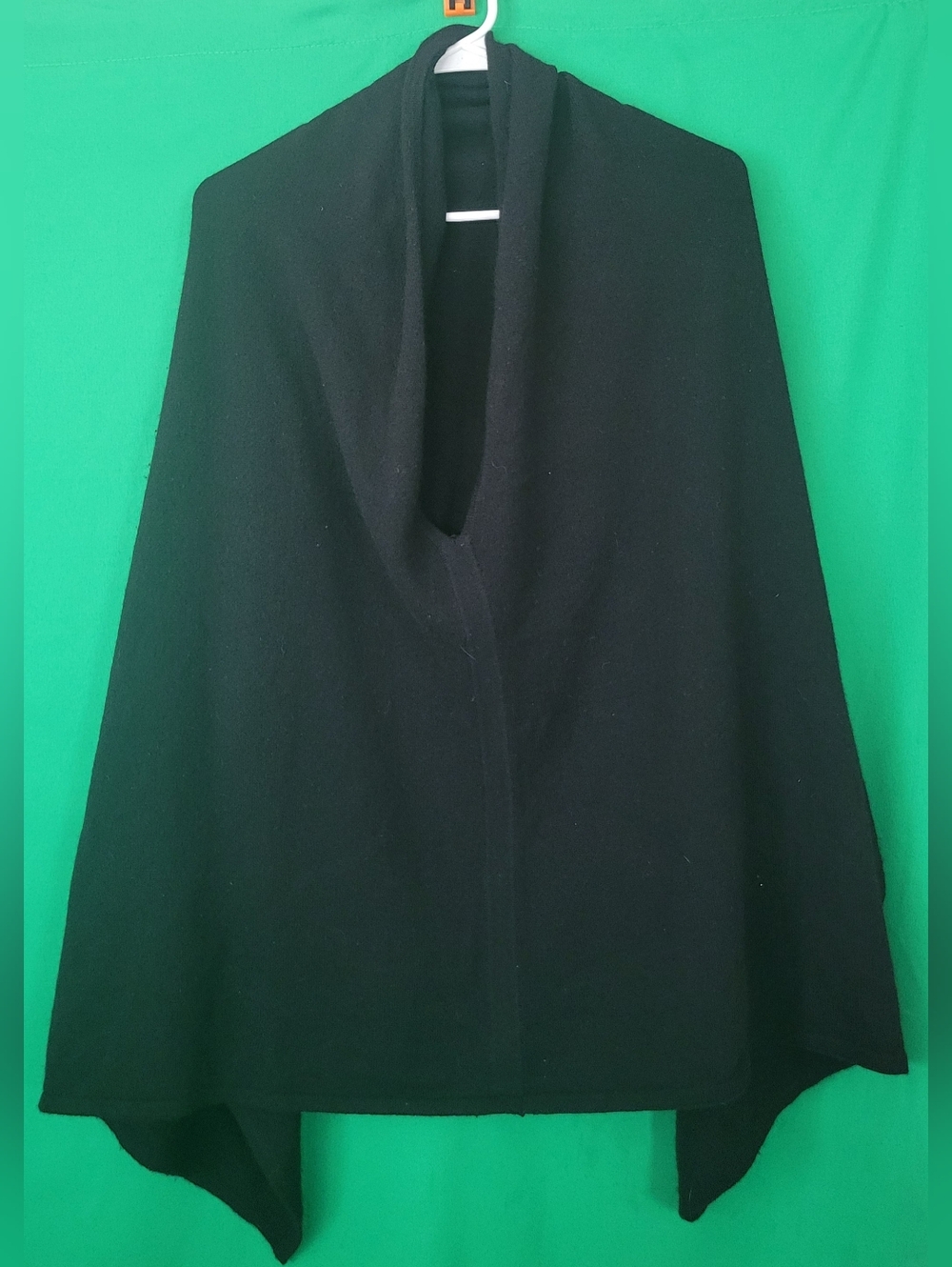 Black Open-Front Women's Cape Poncho Sweater Alashan Cashmere Vtg OS